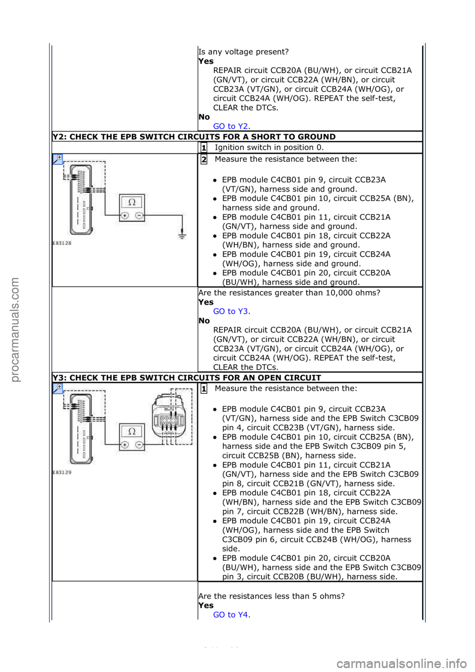 FORD S-MAX 2006  Service Repair Manual Is\f\bny\fvolt\bge\fpresent?\f
Yes\bREPAIR\fcircuit\fCCB20A\f(BU/WH),\for\fcircuit\fCCB21A\f
(GN/VT),\for\fcircuit\fCCB22A\f(WH/BN),\for\fcircuit\f
CCB23A\f(VT/GN),\for\fcircuit\fCCB24A\f(WH/OG),\for\