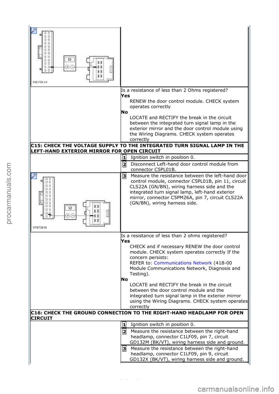 FORD S-MAX 2006  Service Repair Manual Is\f\b\fresist\bnce\fof\fless\fth\bn\f2\fOhms\fregistered?\f
Yes\bRENEW\fthe\fdoor\fcontrol\fmodule.\fCHECK\fsystem\f
oper\btes\fcorrectly\f
No\b
LOCATE\f\bnd\fRECTIFY\fthe\fbre\bk\fin\fthe\fcircuit\f