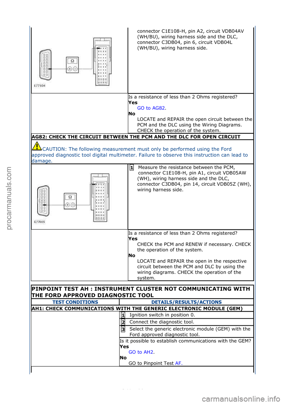 FORD S-MAX 2006  Service Repair Manual connector\fC1E108-H,\fpin\fA2,\fcircuit\fVDB04AV\f
(WH/BU),\fwiring\fh\brness\fside\f\bnd\fthe\fDLC,\f
connector\fC3DB04,\fpin\f6,\fcircuit\fVDB04L\f
(WH/BU),\fwiring\fh\brness\fside.\f
Is\f\b\fresist