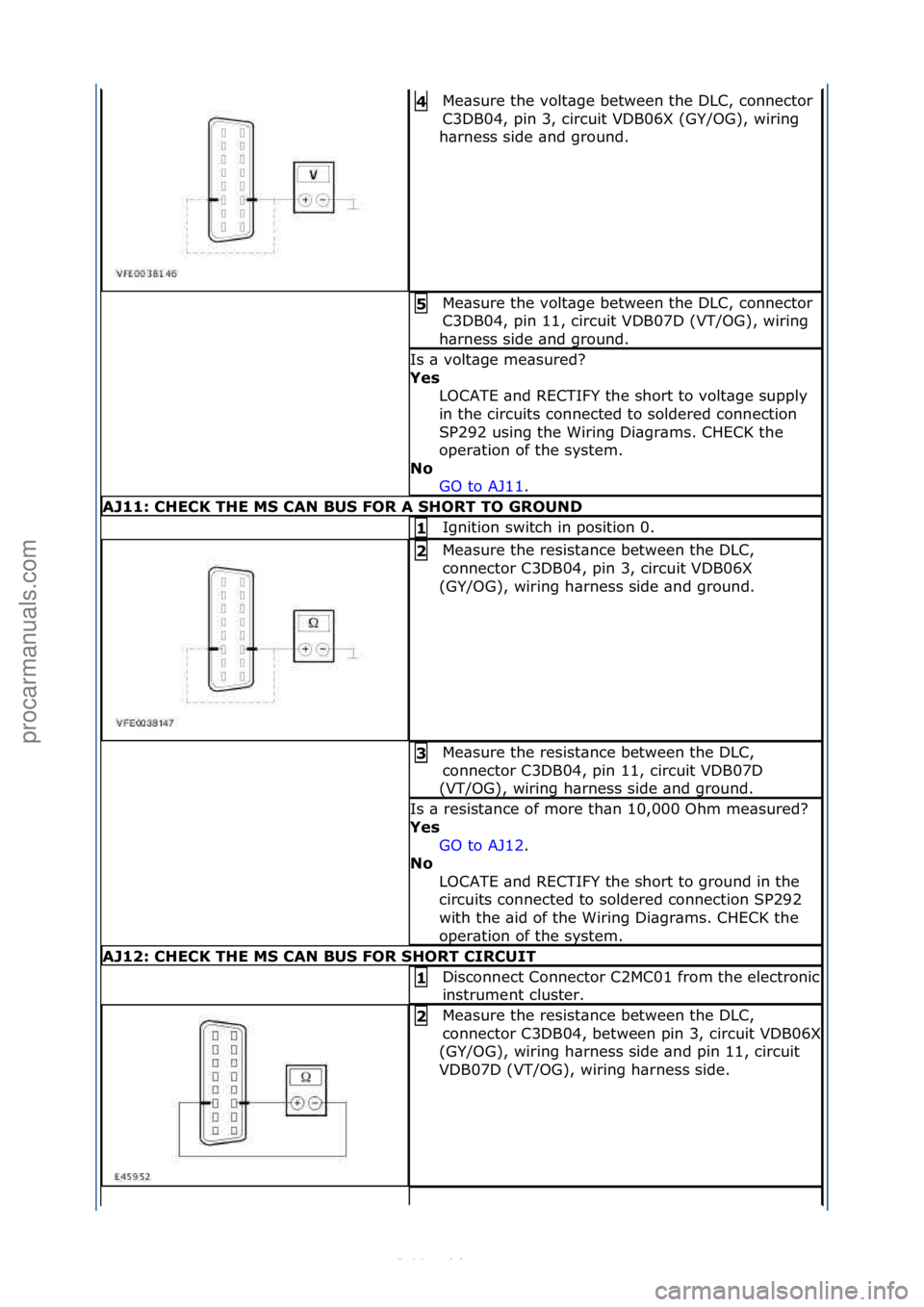 FORD S-MAX 2006  Service Repair Manual Me\bsure\fthe\fvolt\bge\fbetween\fthe\fDLC,\fconnector\f
C3DB04,\fpin\f3,\fcircuit\fVDB06X\f(GY/OG),\fwiring\f
h\brness\fside\f\bnd\fground.\f4 
Me\bsure\fthe\fvolt\bge\fbetween\fthe\fDLC,\fconnector\