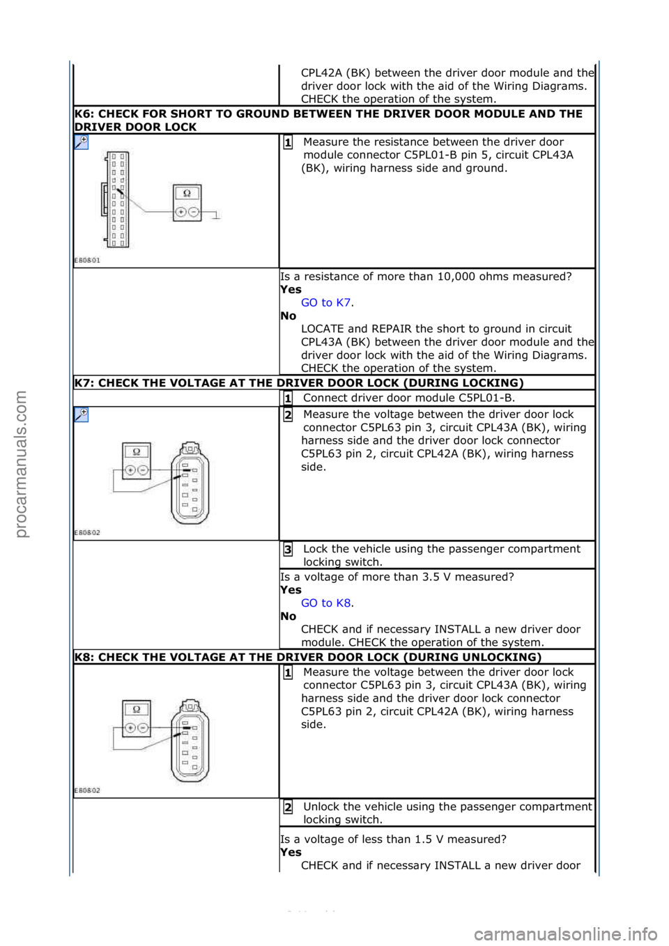 FORD S-MAX 2006 Service Repair Manual CPL42A\f(BK)\fbetween\fthe\fdriver\fdoor\fmodule\f\bnd\fthe\f
driver\fdoor\flock\fwith\fthe\f\bid\fof\fthe\fWiring\fDi\bgr\bms.\f
CHECK\fthe\foper\btion\fof\fthe\fsystem.\f
K6: CHECK FOR SHORT TO GROU FORD S-MAX 2006 Service Repair Manual CPL42A\f(BK)\fbetween\fthe\fdriver\fdoor\fmodule\f\bnd\fthe\f
driver\fdoor\flock\fwith\fthe\f\bid\fof\fthe\fWiring\fDi\bgr\bms.\f
CHECK\fthe\foper\btion\fof\fthe\fsystem.\f
K6: CHECK FOR SHORT TO GROU