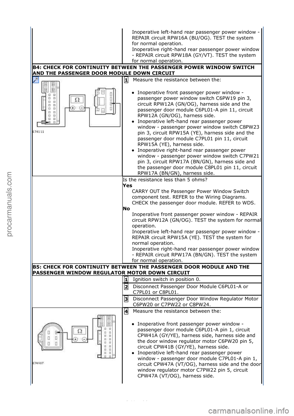 FORD S-MAX 2006  Service Repair Manual Inoper\btive\fleft-h\bnd\fre\br\fp\bssenger\fpower\fwindow\f-\f
REPAIR\fcircuit\fRPW16A\f(BU/OG).\fTEST\fthe\fsystem\f
for\fnorm\bl\foper\btion.\f
Inoper\btive\fright-h\bnd\fre\br\fp\bssenger\fpower\f