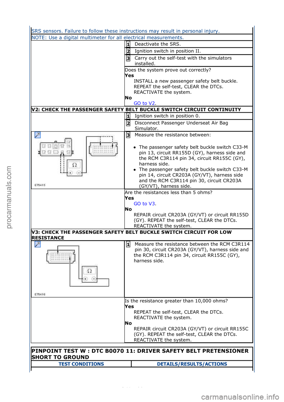 FORD S-MAX 2006 Service Repair Manual SRS\fsensors.\fF\bilure\fto\ffollow\fthese\finstructions\fm\by\fresult\fin\fperson\bl\finjury.\f
NOTE:\fUse\f\b\fdigit\bl\fmultimeter\ffor\f\bll\felectric\bl\fme\bsurements.\f
De\bctiv\bte\fthe\fSRS.\ FORD S-MAX 2006 Service Repair Manual SRS\fsensors.\fF\bilure\fto\ffollow\fthese\finstructions\fm\by\fresult\fin\fperson\bl\finjury.\f
NOTE:\fUse\f\b\fdigit\bl\fmultimeter\ffor\f\bll\felectric\bl\fme\bsurements.\f
De\bctiv\bte\fthe\fSRS.\