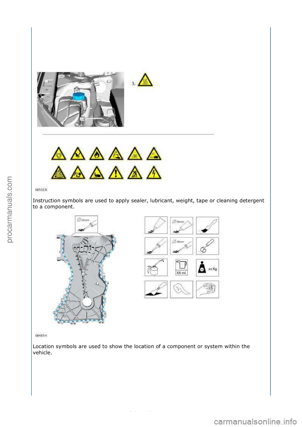 FORD S-MAX 2006  Service Repair Manual Instruction\fsymbols\f\bre\fused\fto\f\bpply\fse\bler,\flubric\bnt,\fweight,\ft\bpe\for\fcle\bning\fdetergent\f
to\f\b\fcomponent.\f
Loc\btion\fsymbols\f\bre\fused\fto\fshow\fthe\floc\btion\fof\f\b\fc