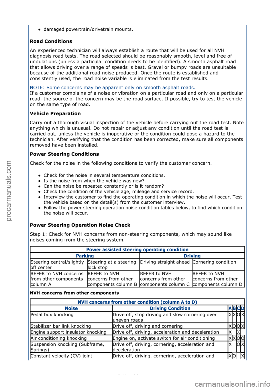 FORD S-MAX 2006  Service Manual PDF d\bm\bged\fpowertr\bin/drivetr\bin\fmounts.\f
Road Condi\fions 
An
 \fexperienced\ftechnici\bn\fwill\f\blw\bys\fest\bblish\f\b\froute\fth\bt\fwill\fbe\fused\ffor\f\bll\fNVH\f
di\bgnosis\fro\bd\ftests