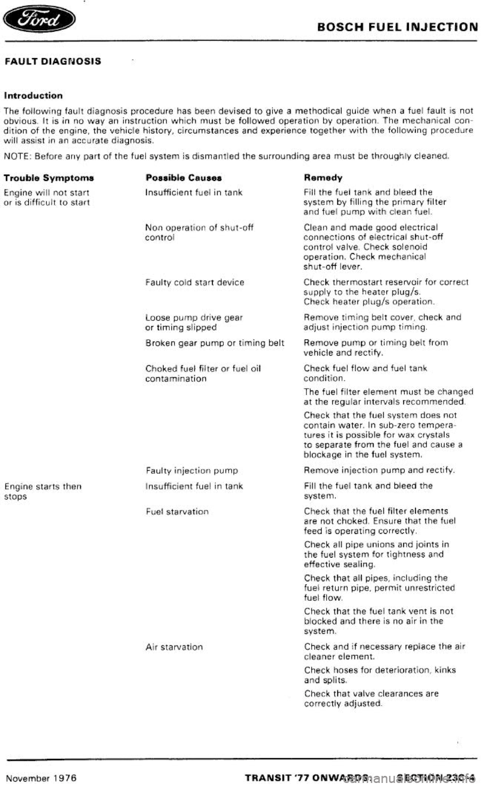 FORD TRANSIT 1978 Service Repair Manual FORD TRANSIT 1978 Service Repair Manual