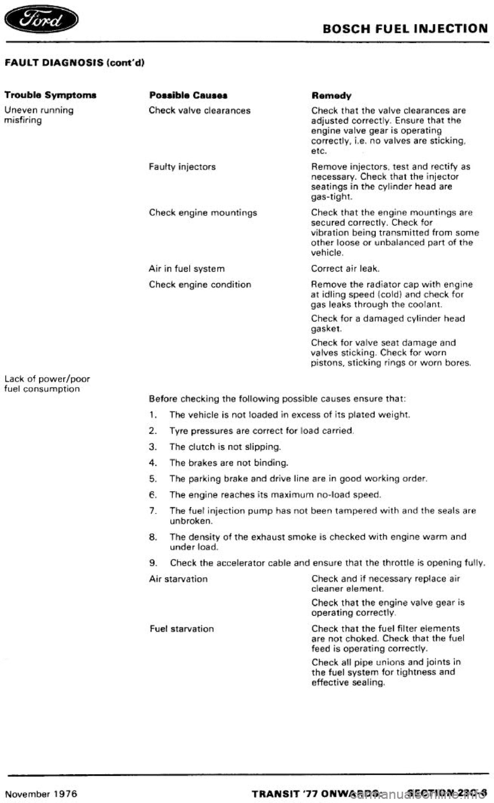 FORD TRANSIT 1978 Service Repair Manual FORD TRANSIT 1978 Service Repair Manual