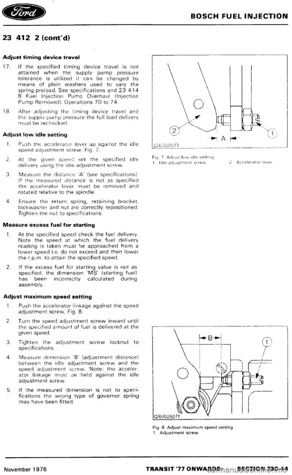 FORD TRANSIT 1978  Service Repair Manual 