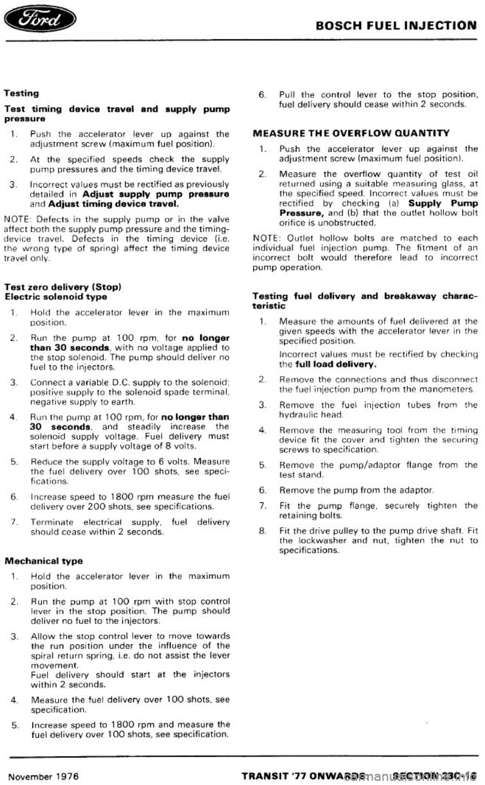FORD TRANSIT 1978  Service Repair Manual 