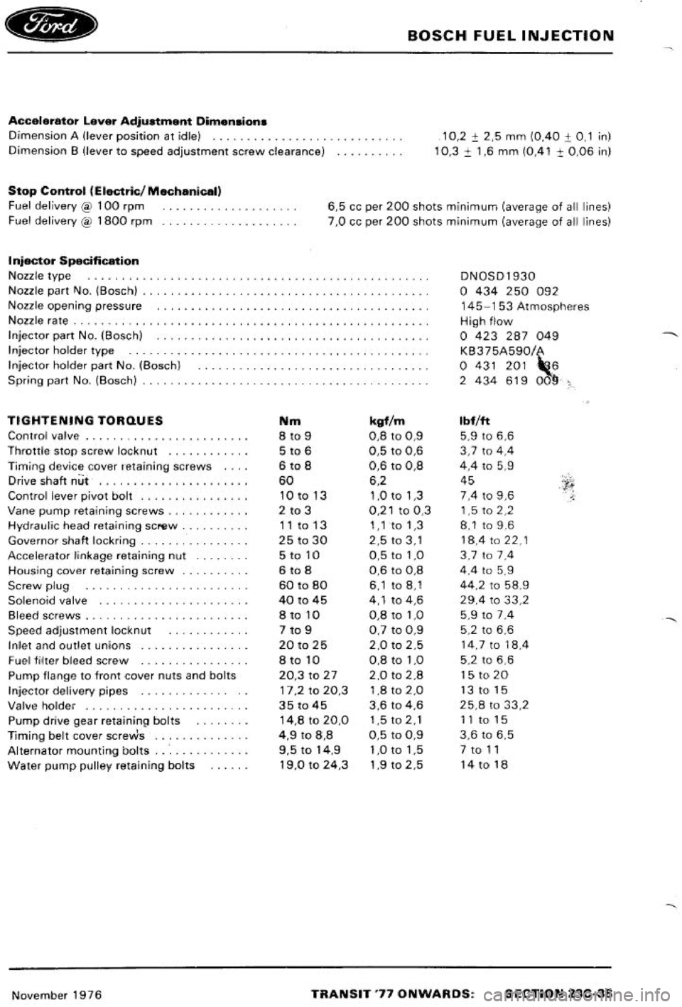 FORD TRANSIT 1978  Service Repair Manual 