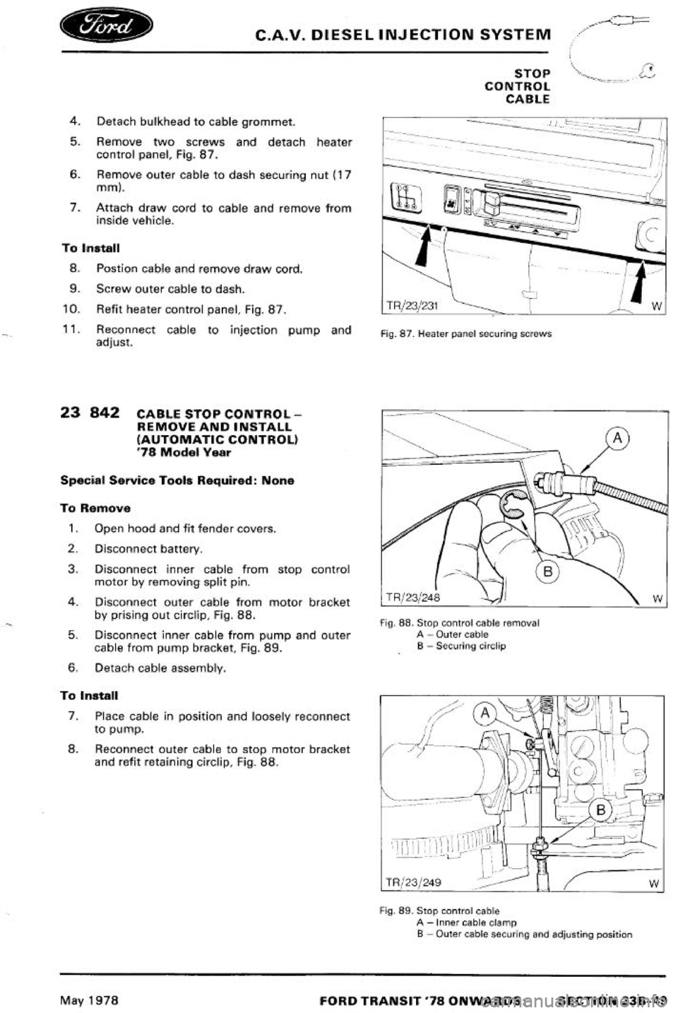 FORD TRANSIT 1978  Service Repair Manual 