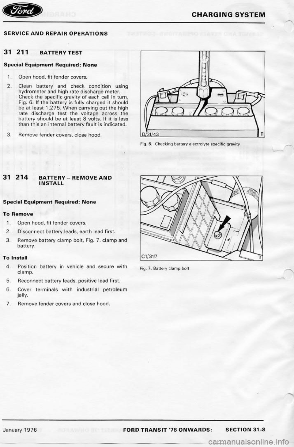 FORD TRANSIT 1978  Service Repair Manual 