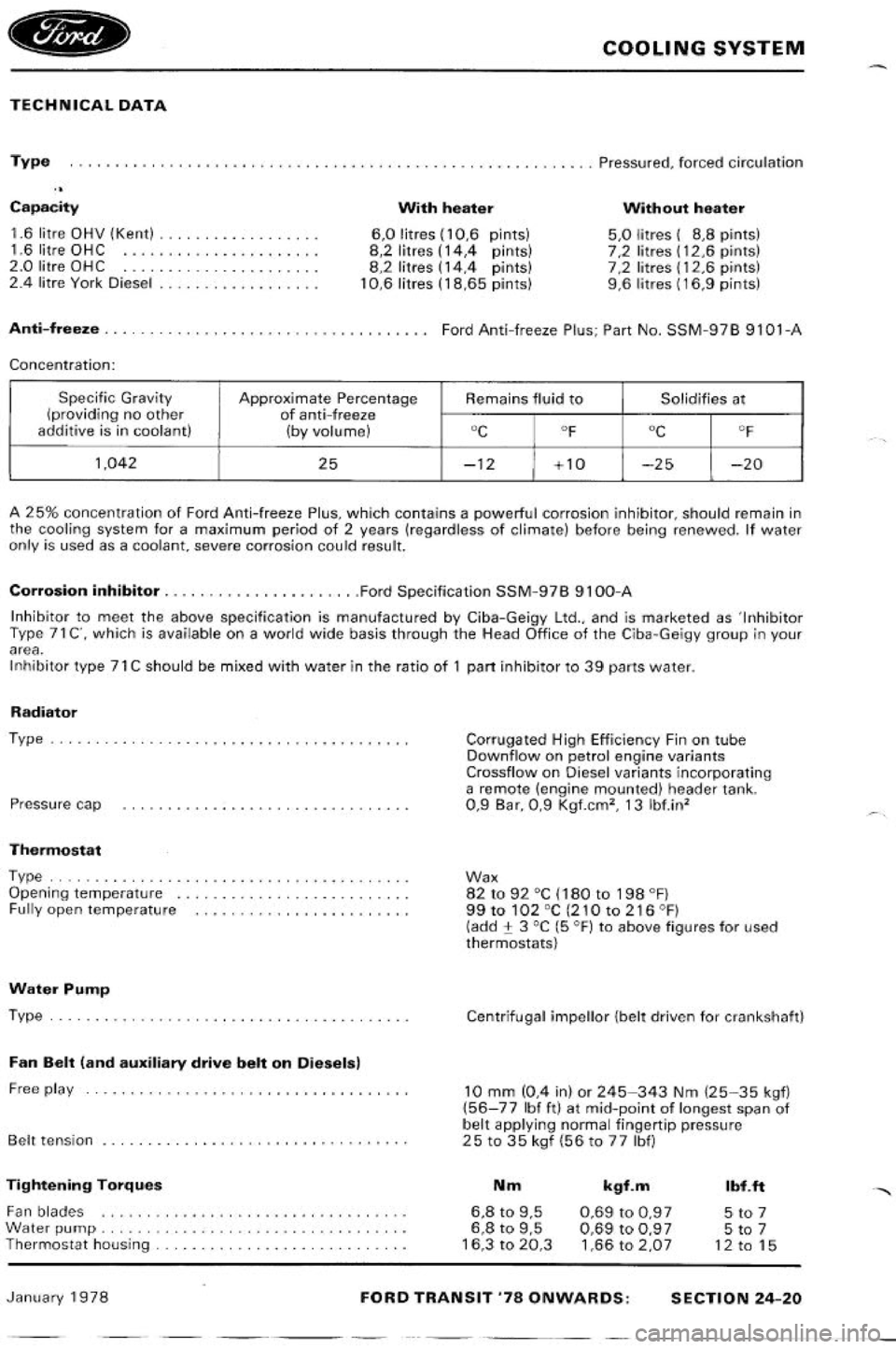 FORD TRANSIT 1978  Service Repair Manual 
