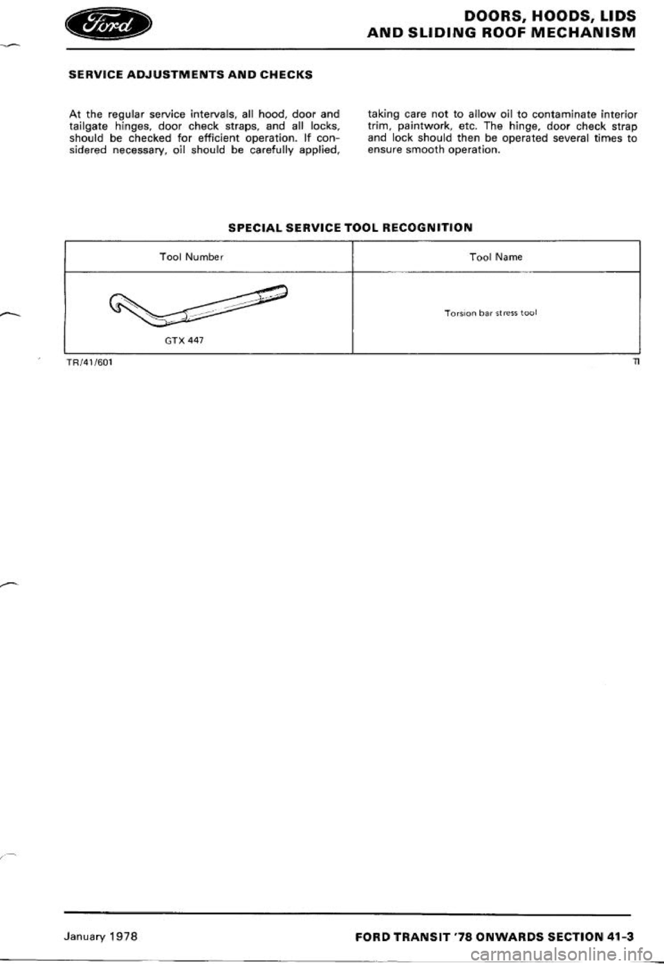 FORD TRANSIT 1978  Service Repair Manual 