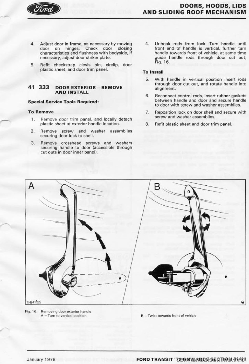FORD TRANSIT 1978  Service Repair Manual 