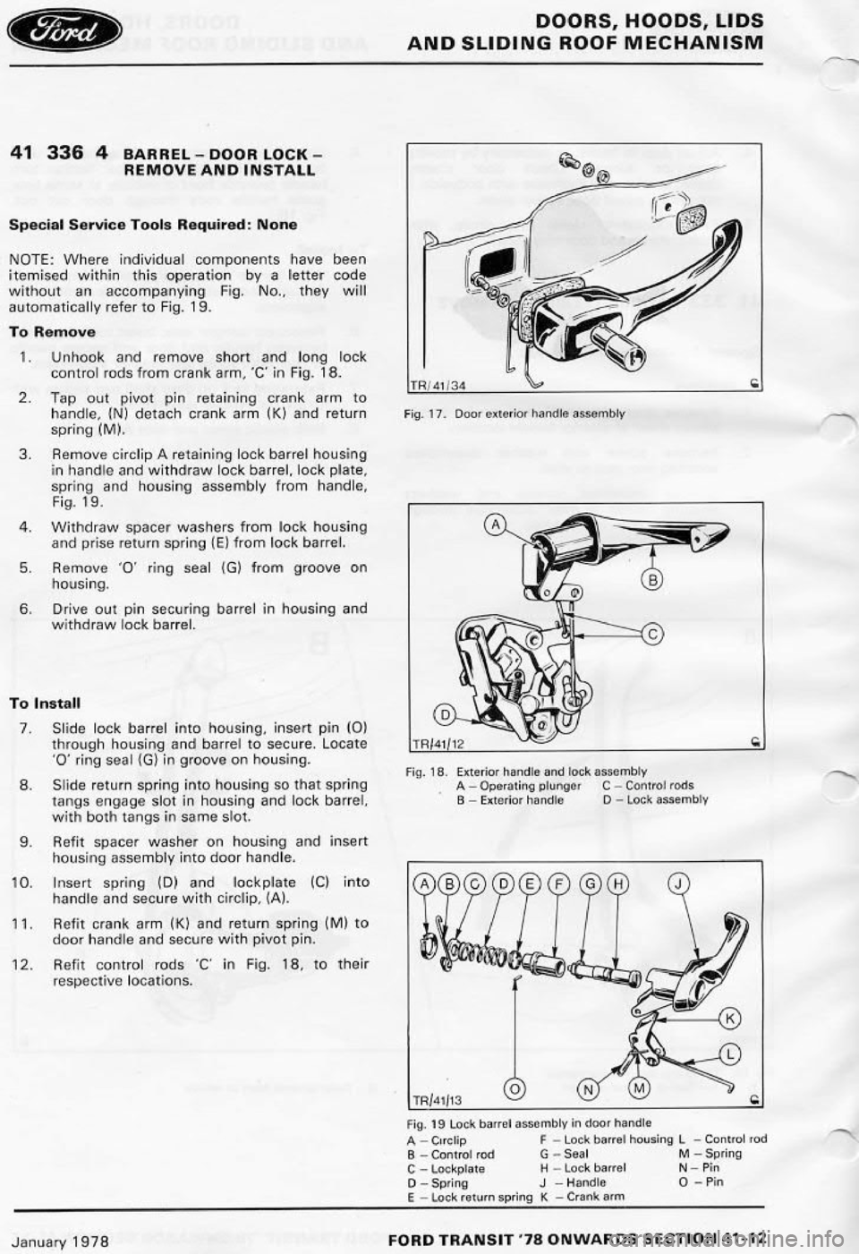 FORD TRANSIT 1978  Service Repair Manual 