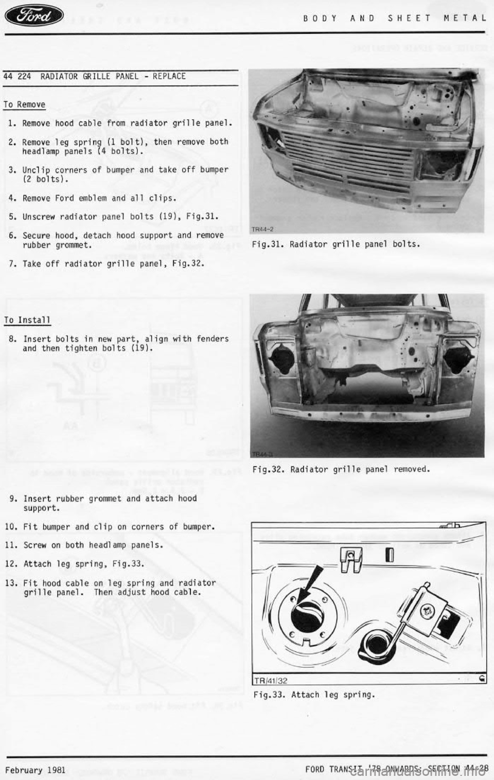 FORD TRANSIT 1978  Service Owners Manual 
