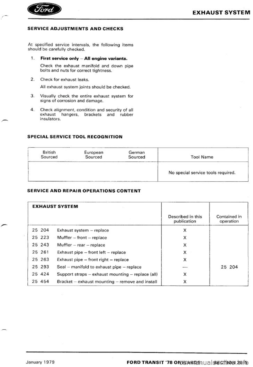 FORD TRANSIT 1978  Service Repair Manual 