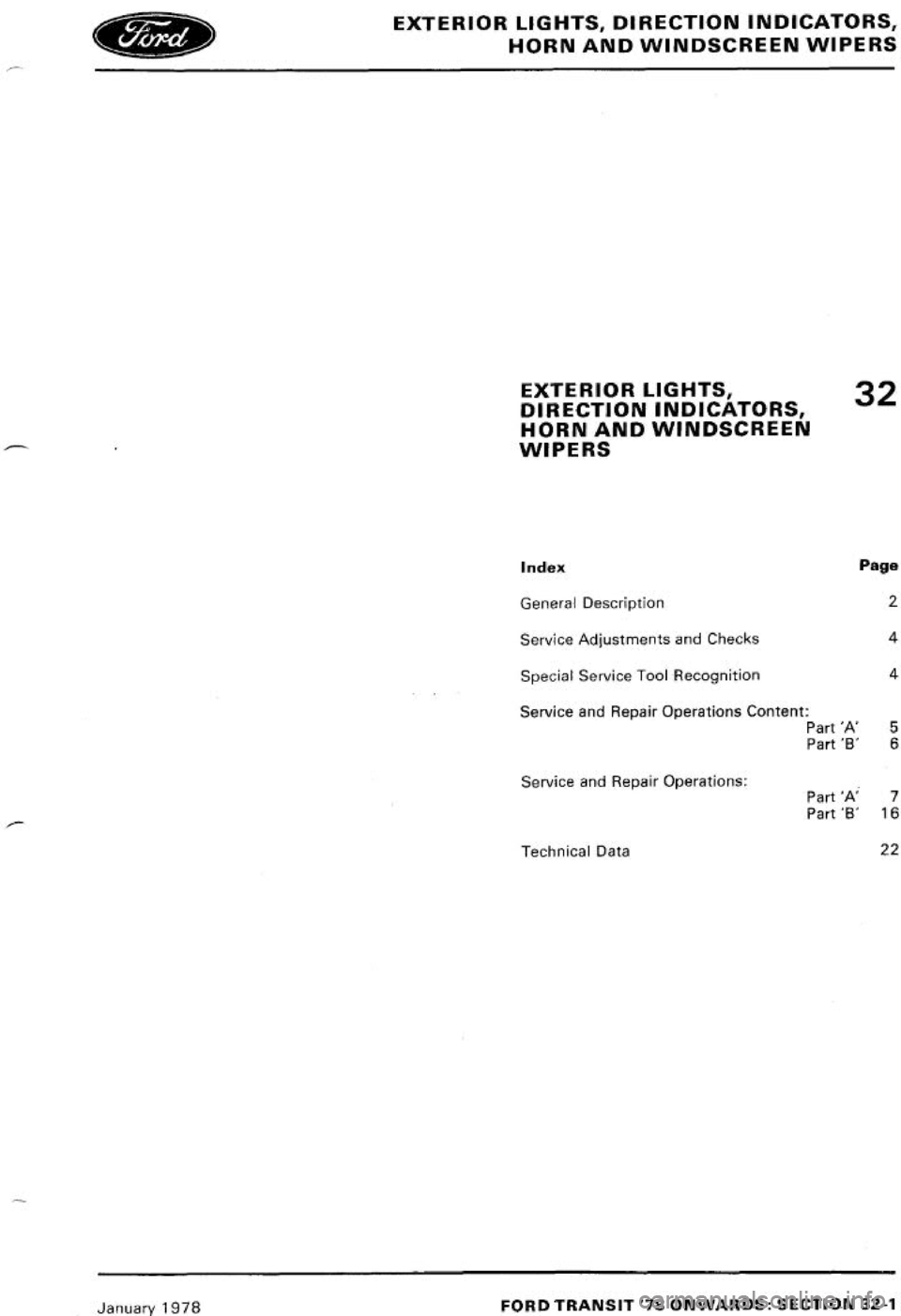 FORD TRANSIT 1978  Service Repair Manual 