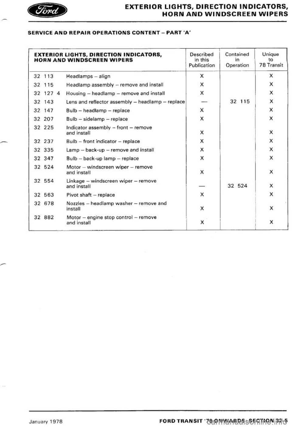 FORD TRANSIT 1978  Service Repair Manual 
