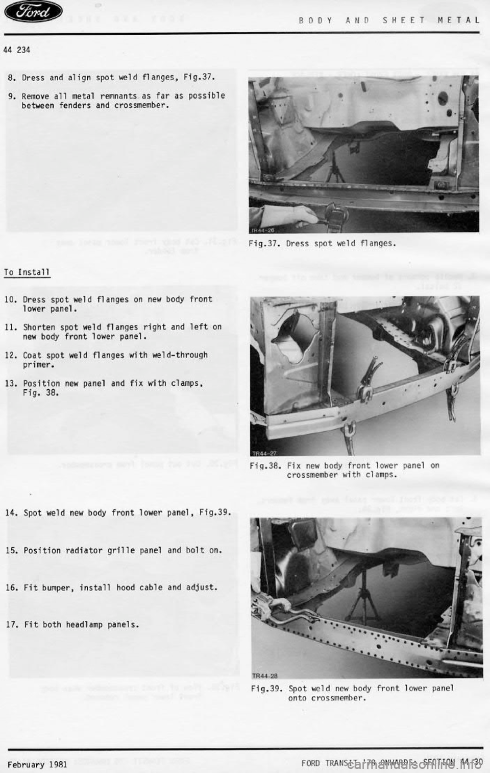 FORD TRANSIT 1978  Service Owners Manual 