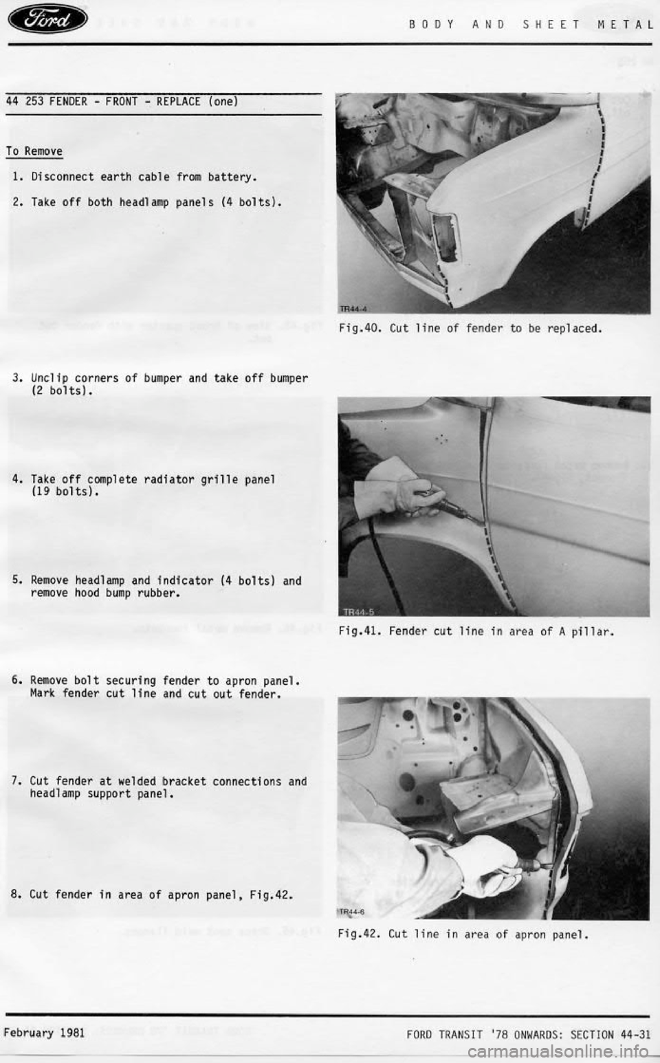 FORD TRANSIT 1978  Service Owners Guide 