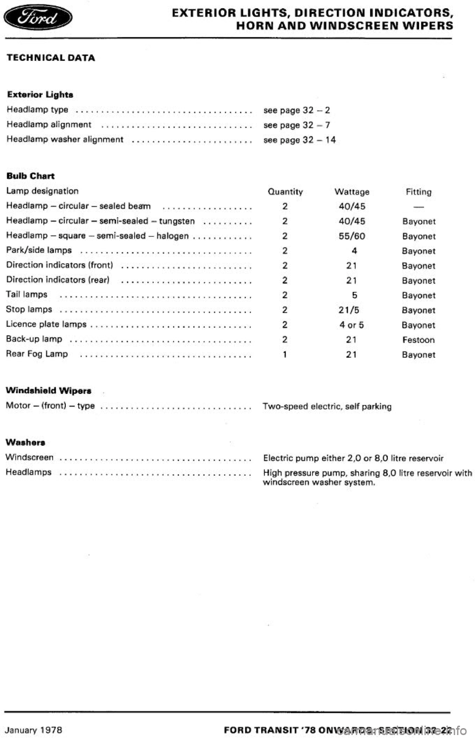 FORD TRANSIT 1978  Service Repair Manual 