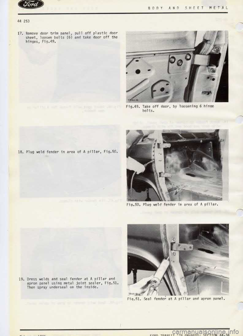 FORD TRANSIT 1978  Service Owners Guide 