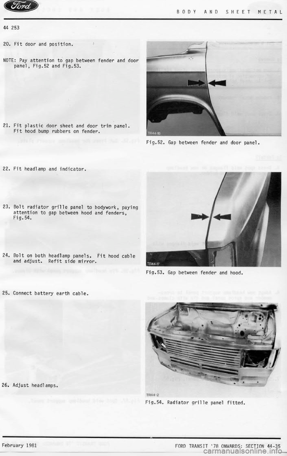 FORD TRANSIT 1978  Service Owners Guide 