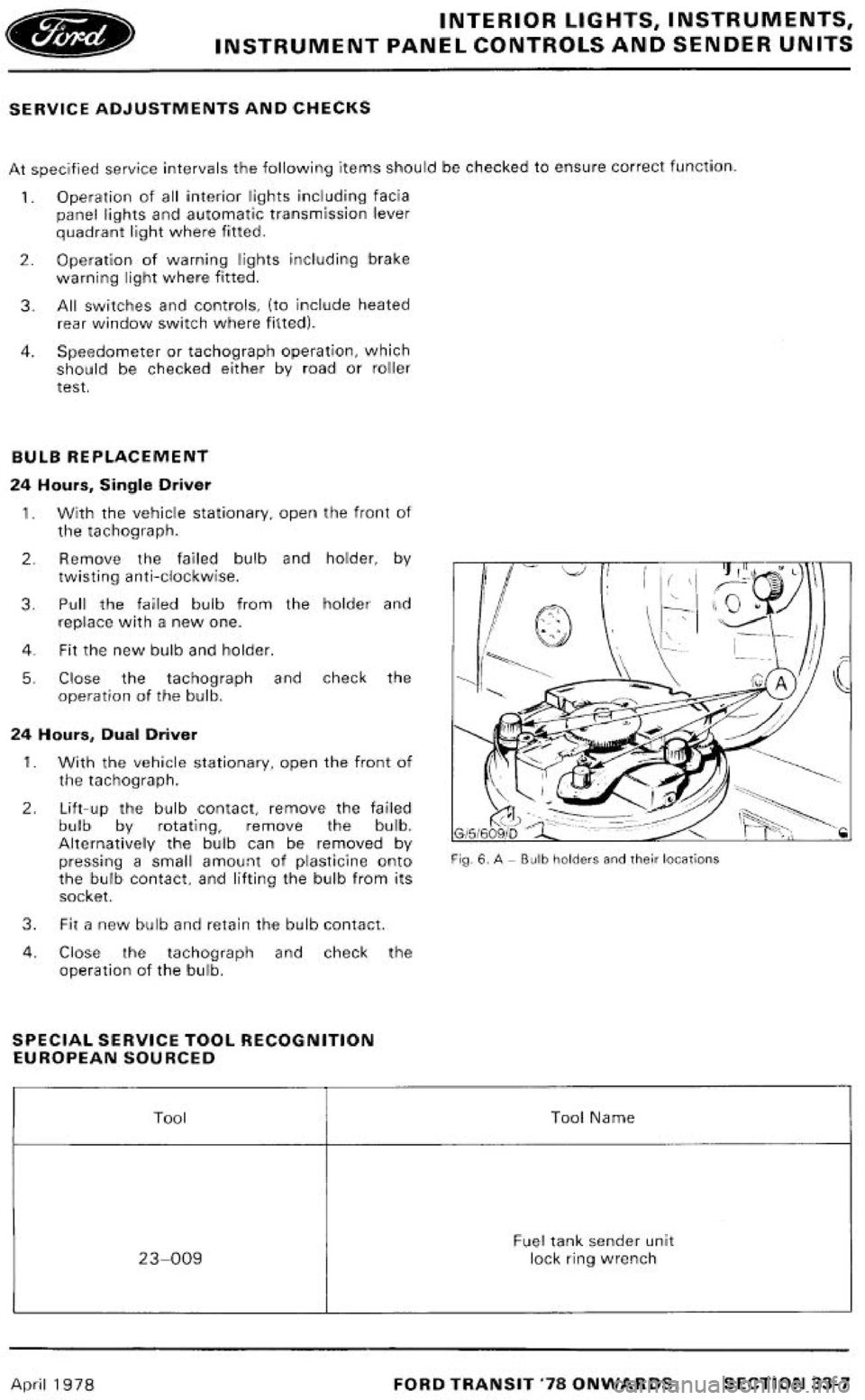 FORD TRANSIT 1978  Service Repair Manual 