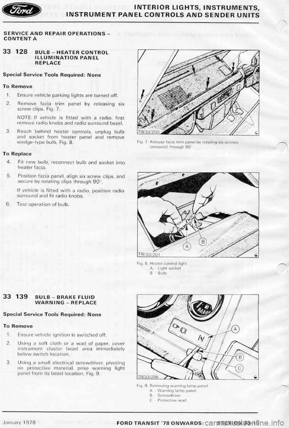 FORD TRANSIT 1978  Service Repair Manual 