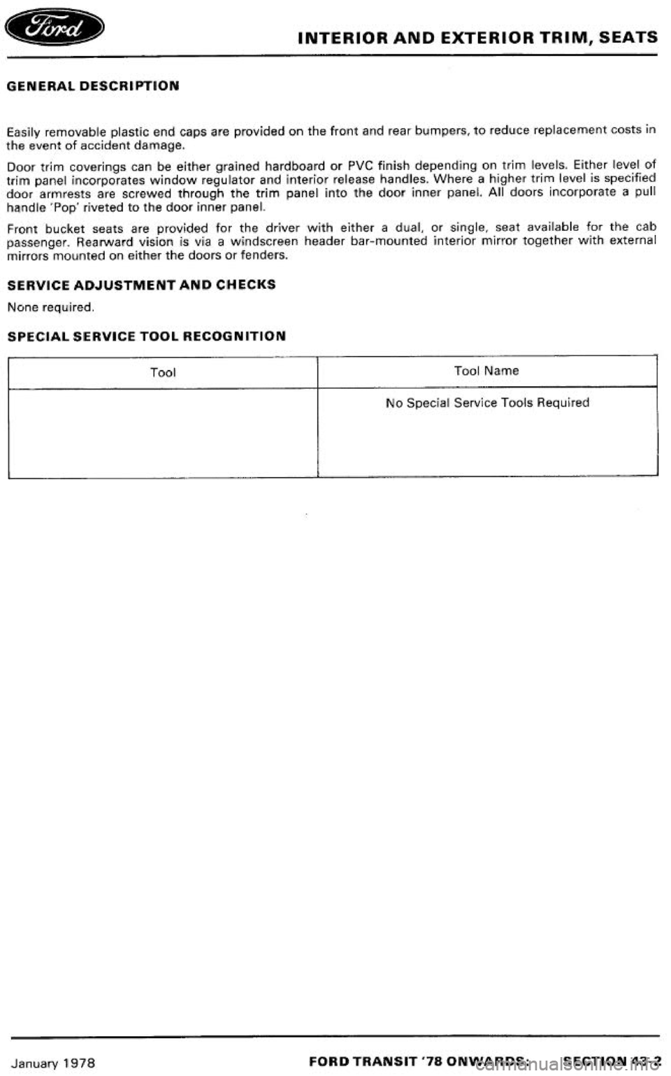 FORD TRANSIT 1978 Service Repair Manual FORD TRANSIT 1978 Service Repair Manual