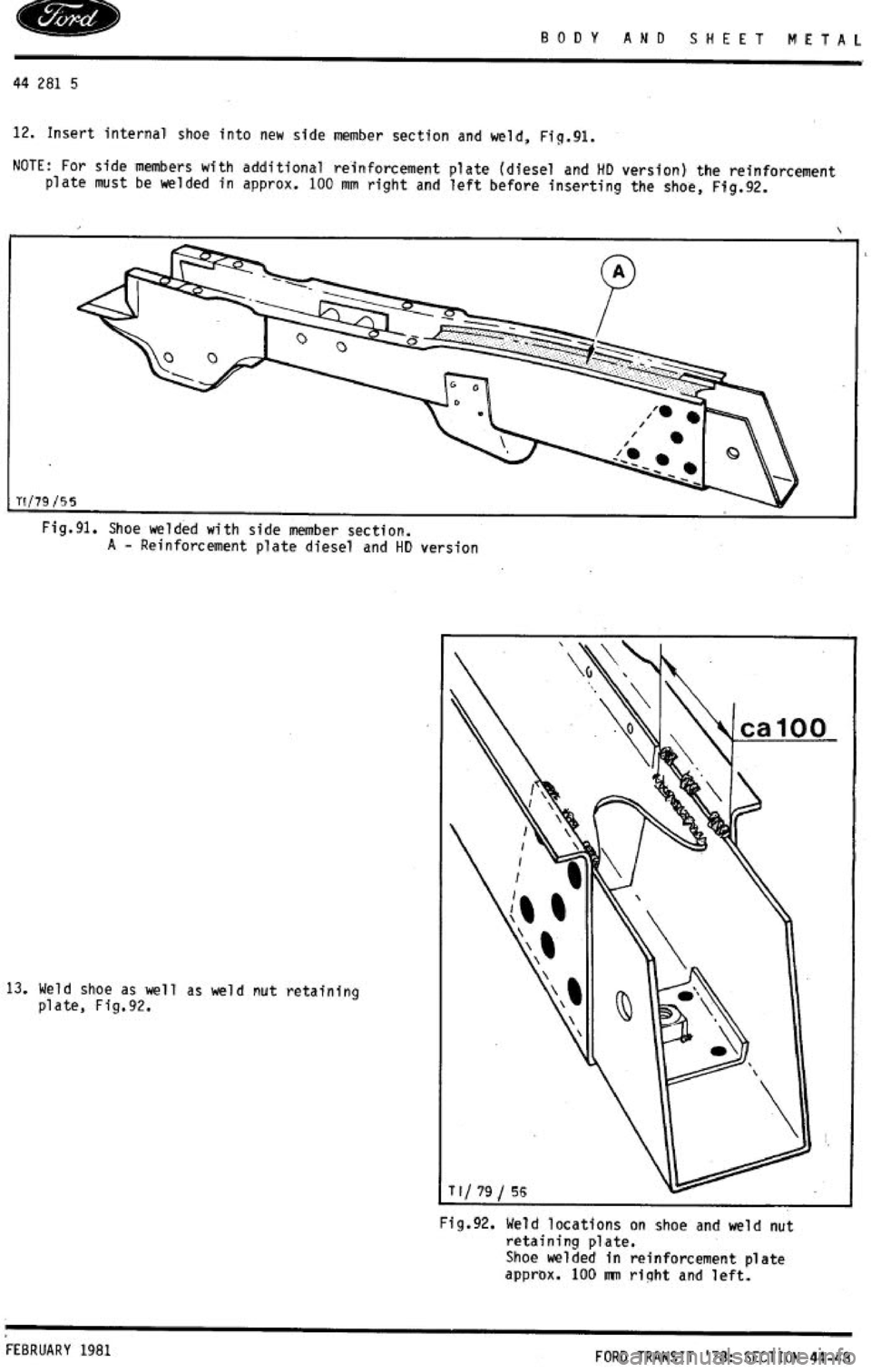 FORD TRANSIT 1978  Service Service Manual 