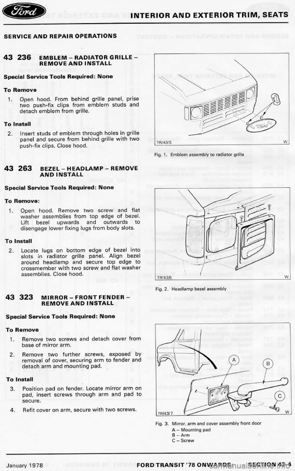 FORD TRANSIT 1978  Service Repair Manual 