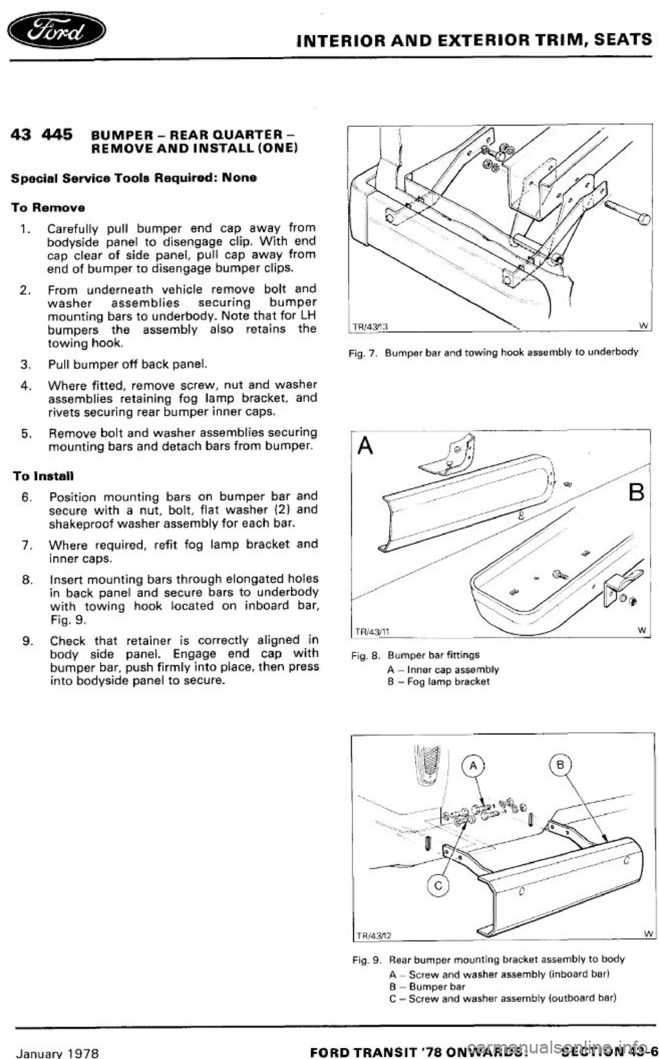 FORD TRANSIT 1978  Service Repair Manual 