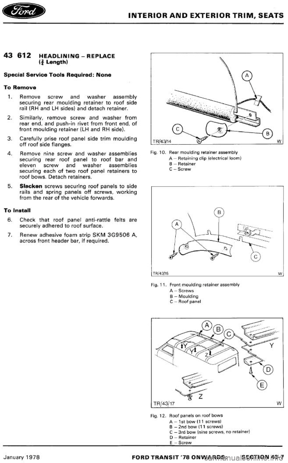 FORD TRANSIT 1978  Service Repair Manual 
