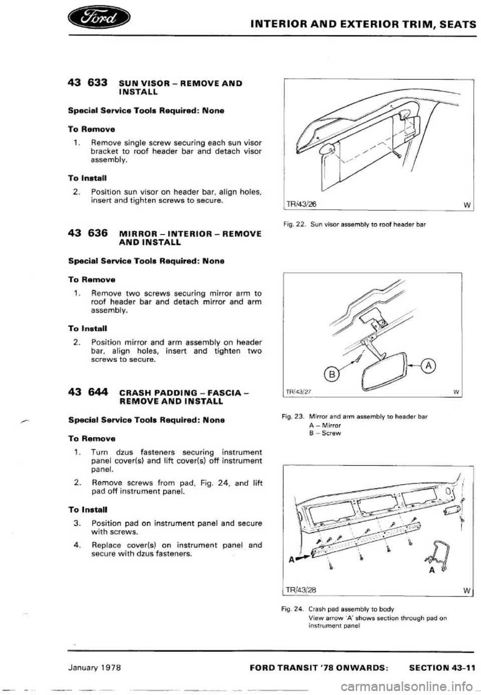 FORD TRANSIT 1978  Service Repair Manual 