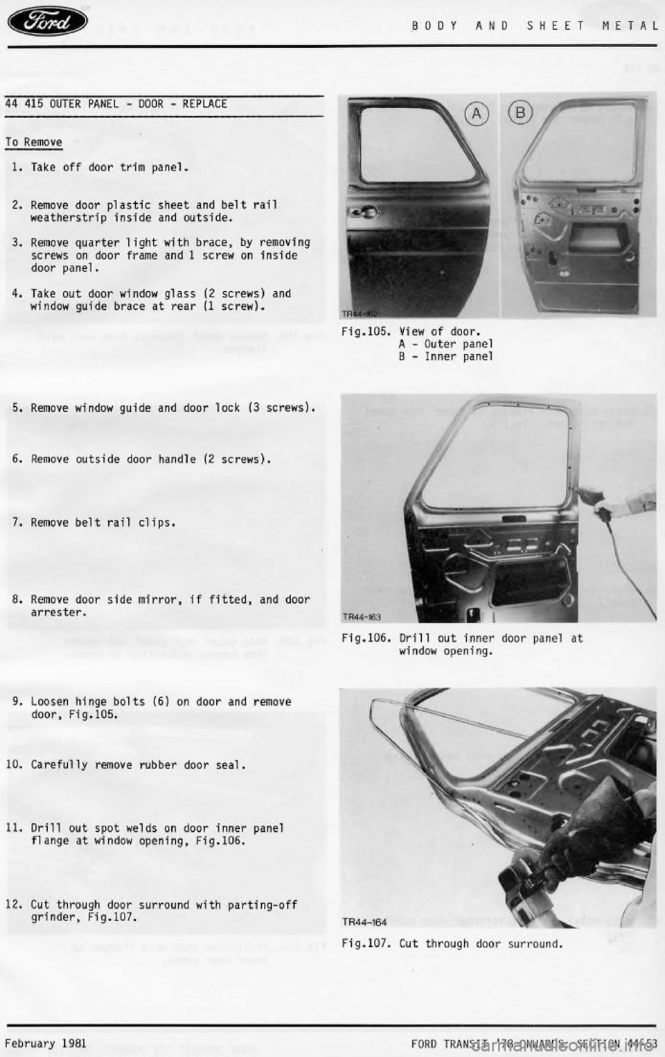 FORD TRANSIT 1978  Service Workshop Manual 
