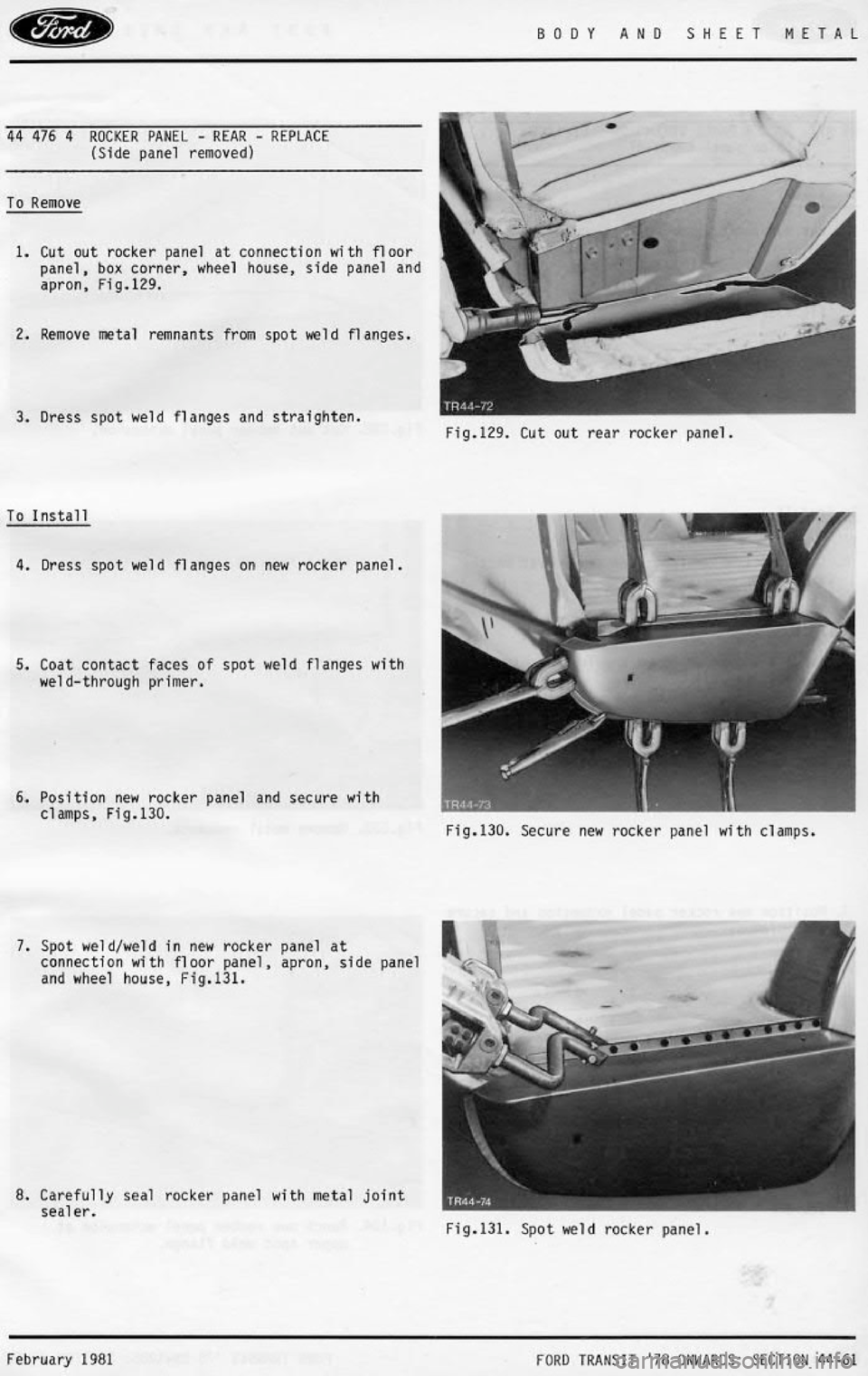 FORD TRANSIT 1978  Service Manual PDF 