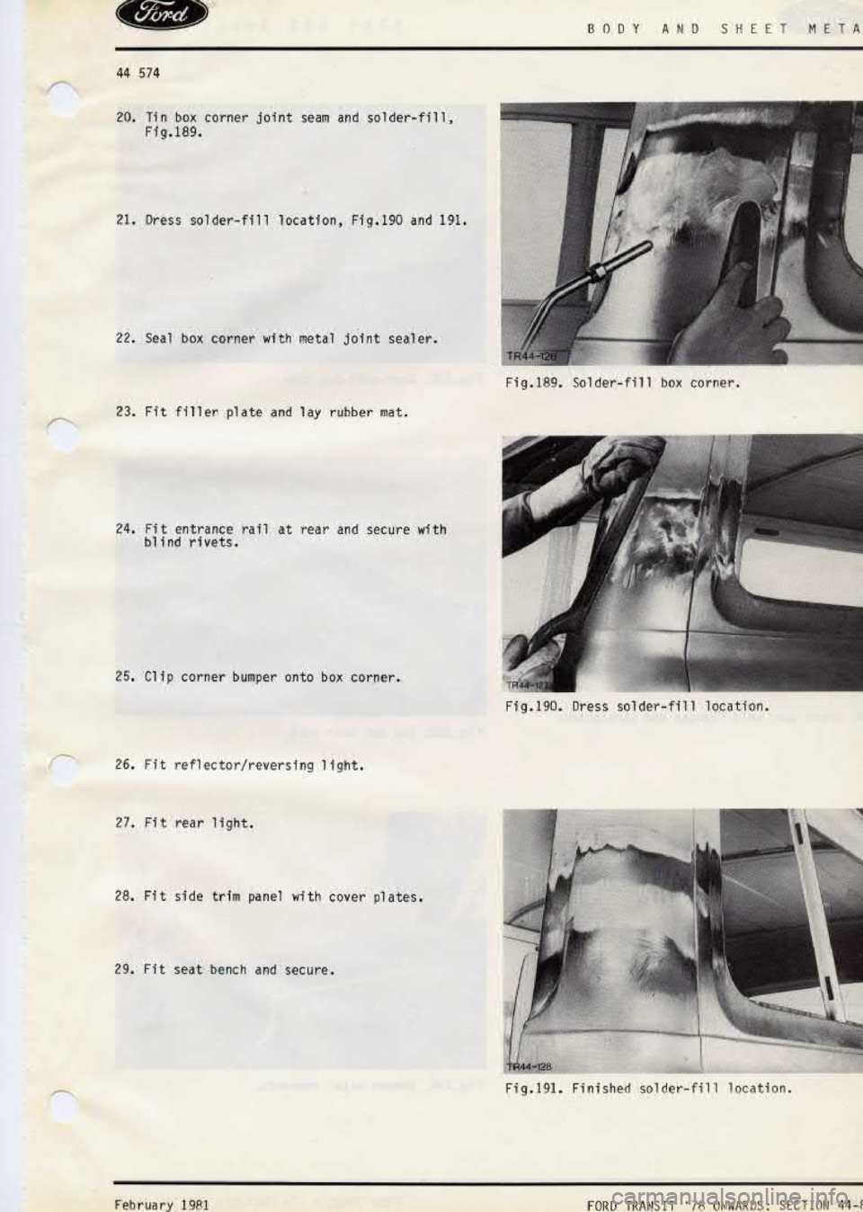 FORD TRANSIT 1978 Service Manual Online FORD TRANSIT 1978 Service Manual Online