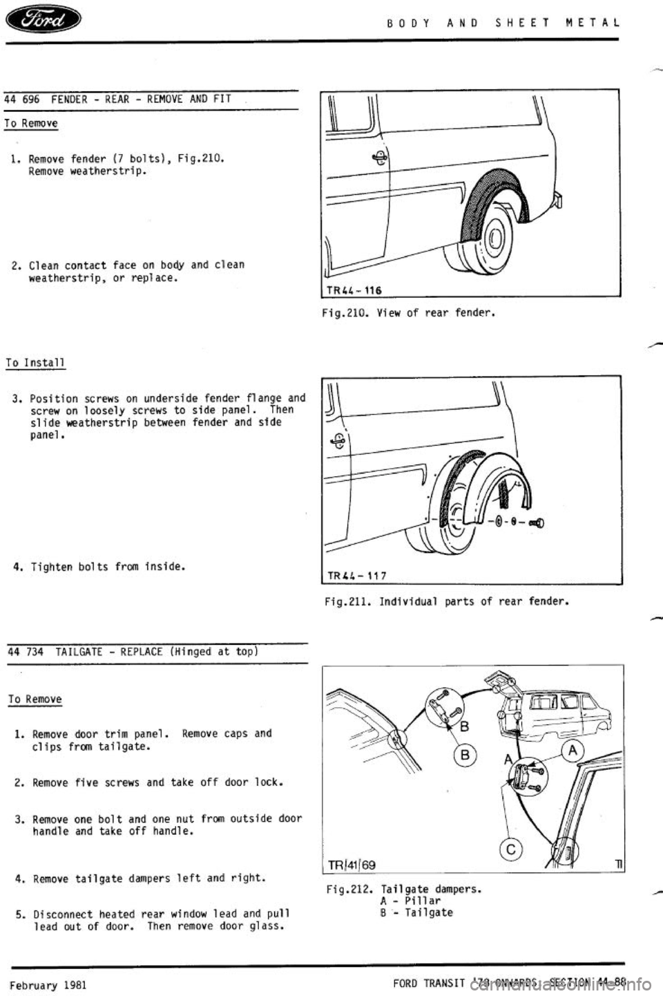 FORD TRANSIT 1978 Service Manual Online FORD TRANSIT 1978 Service Manual Online