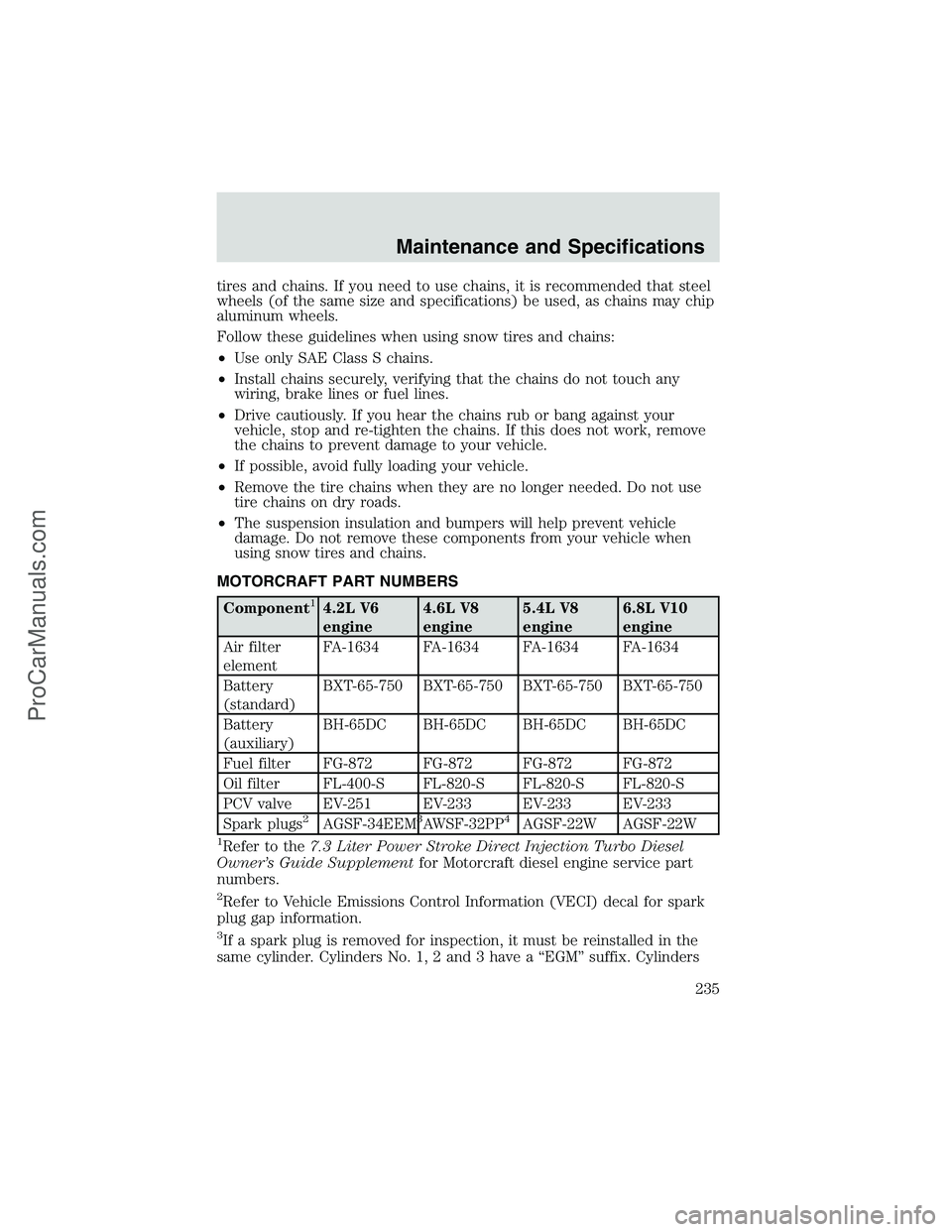 FORD E-150 2002  Owners Manual tires and chains. If you need to use chains, it is recommended that steel
wheels (of the same size and specifications) be used, as chains may chip
aluminum wheels.
Follow these guidelines when using s