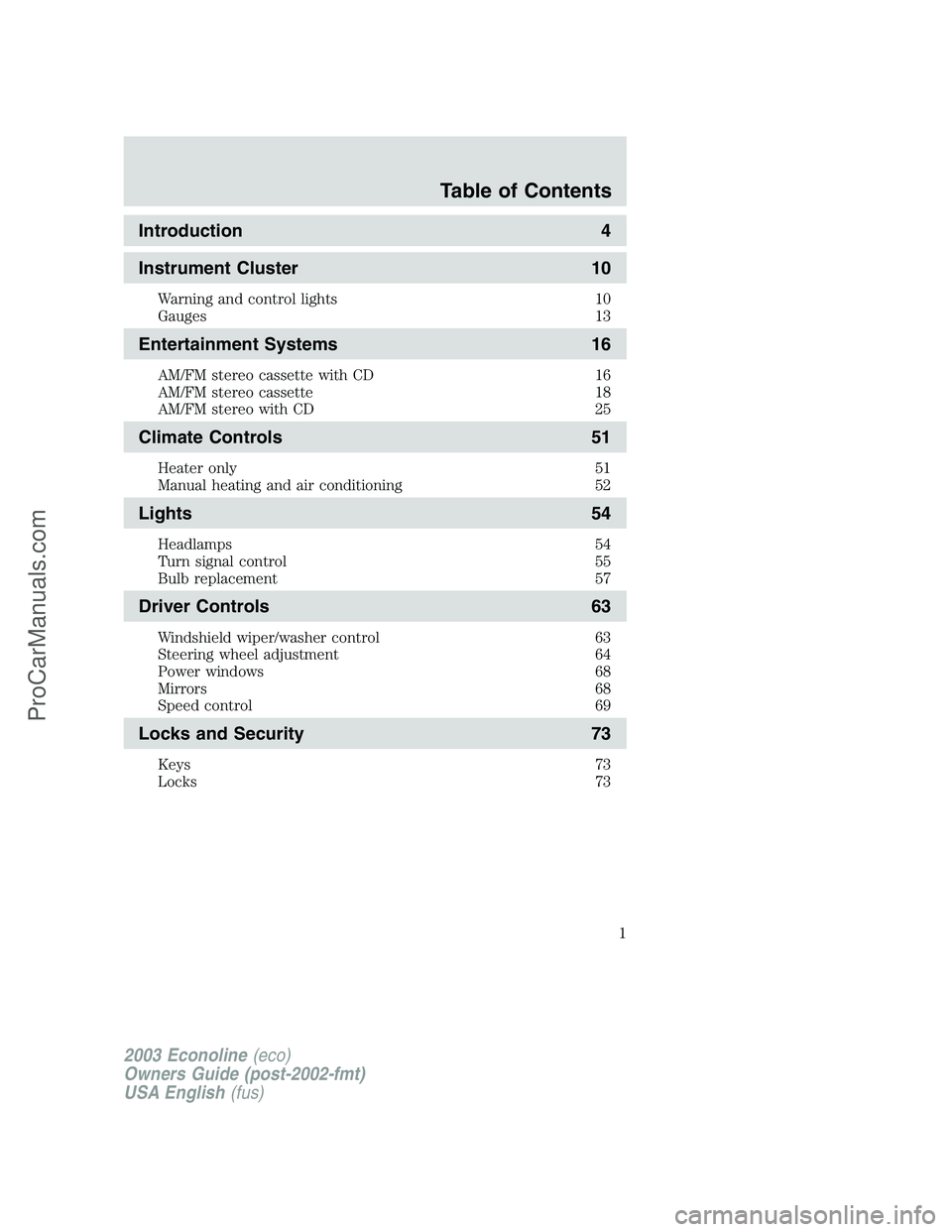 FORD E-150 2003  Owners Manual 