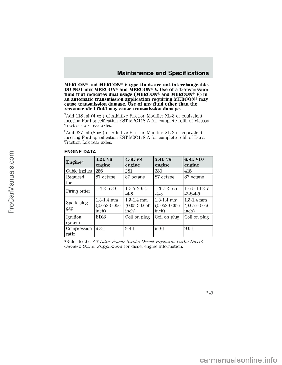 FORD E-350 2002 Repair Manual MERCONand MERCONV type fluids are not interchangeable.
DO NOT mix MERCONand MERCONV. Use of a transmission
fluid that indicates dual usage (MERCONand MERCONV) in
an automatic transmission applic