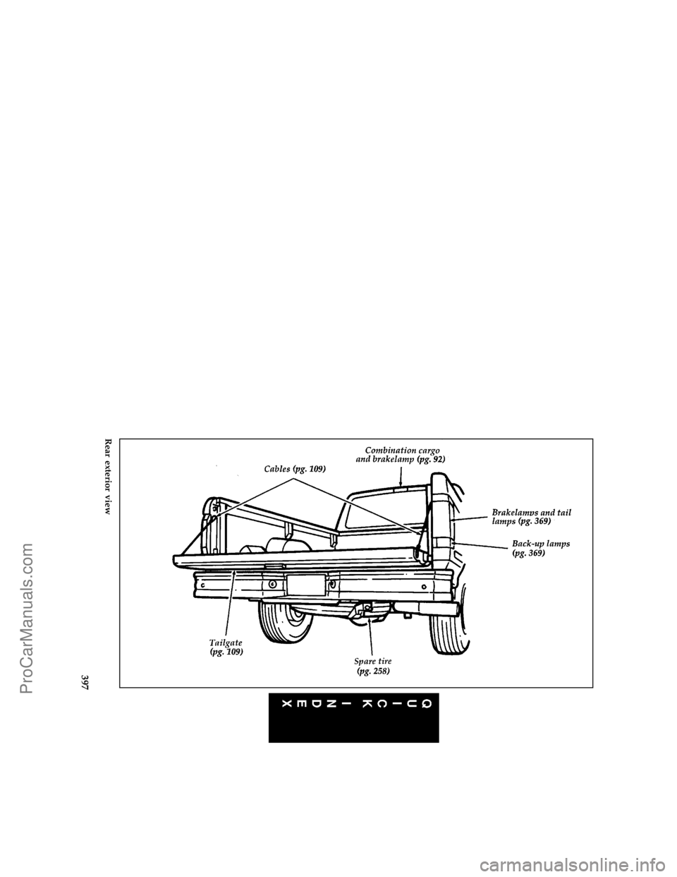 FORD F250 1996  Owners Manual 397
*
[QI03500( F )06/93]
full page art:0021032-A
Rear exterior view
File:ltqif.ex
Update:Thu May  9 15:23:25 1996
ProCarManuals.com 
