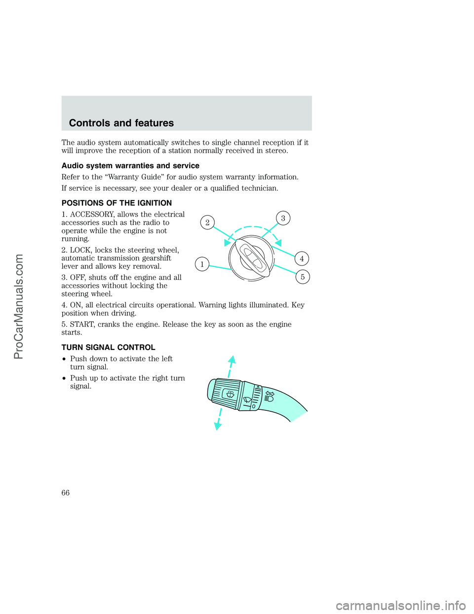 FORD F350 1999 Owners Manual The audio system automatically switches to single channel reception if it
will improve the reception of a station normally received in stereo.
Audio system warranties and service
Refer to the “Warra FORD F350 1999 Owners Manual The audio system automatically switches to single channel reception if it
will improve the reception of a station normally received in stereo.
Audio system warranties and service
Refer to the “Warra