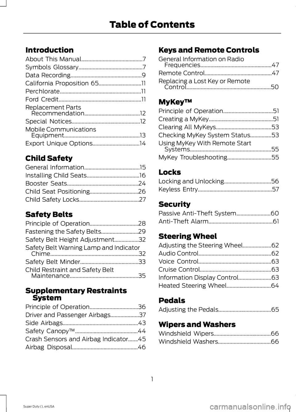 FORD F450 2015  Owners Manual Introduction
About This Manual...........................................7
Symbols Glossary
.............................................7
Data Recording
..............................................