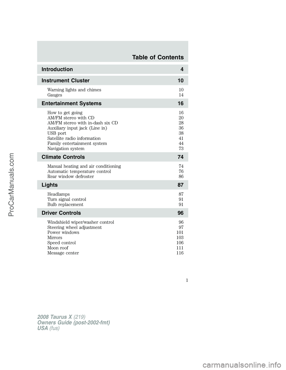 FORD FREESTYLE 2008  Owners Manual 