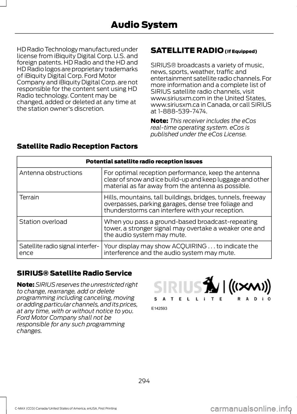 FORD C MAX 2016 Owners Manual HD Radio Technology manufactured under
license from iBiquity Digital Corp. U.S. and
foreign patents. HD Radio and the HD and
HD Radio logos are proprietary trademarks
of iBiquity Digital Corp. Ford Mo FORD C MAX 2016 Owners Manual HD Radio Technology manufactured under
license from iBiquity Digital Corp. U.S. and
foreign patents. HD Radio and the HD and
HD Radio logos are proprietary trademarks
of iBiquity Digital Corp. Ford Mo