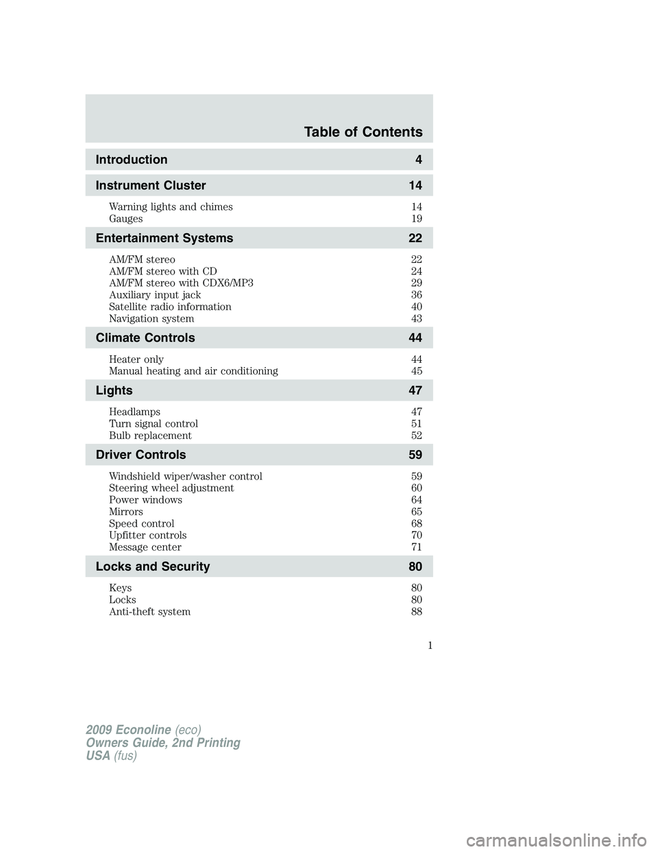 FORD E450 2009  Owners Manual 